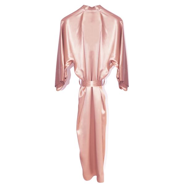 Pink satin kimono robe best sale